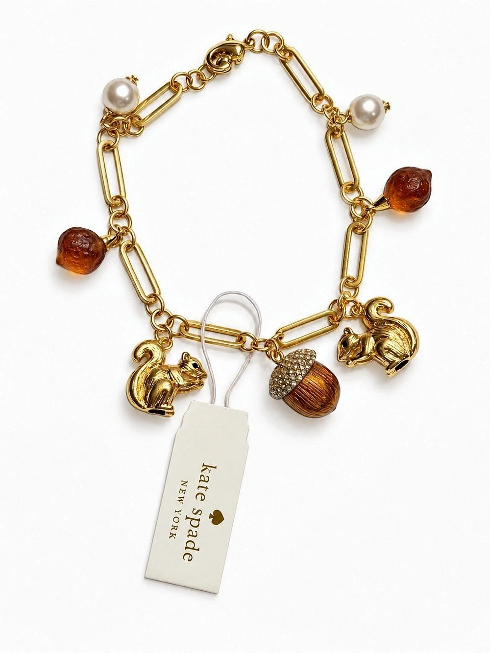 kate spade Gold-Tone Squirrel & Acorn Charm Bracelet Squirrel & Acorn Charm
